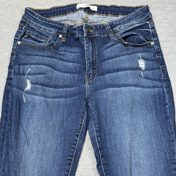 KanCan Womens Blue Distressed Denim Jeans Skinny Leg Mid Rise Size 13/30 - Picture 3 of 13